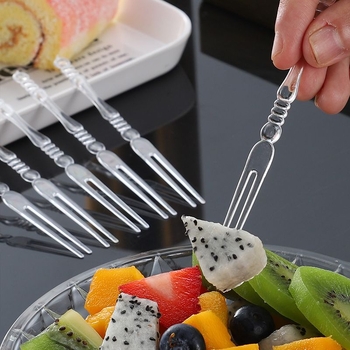 Furculițe de fructe din plastic, de unică folosință, ambalate individual, pentru gustări, KTV și uz casnic