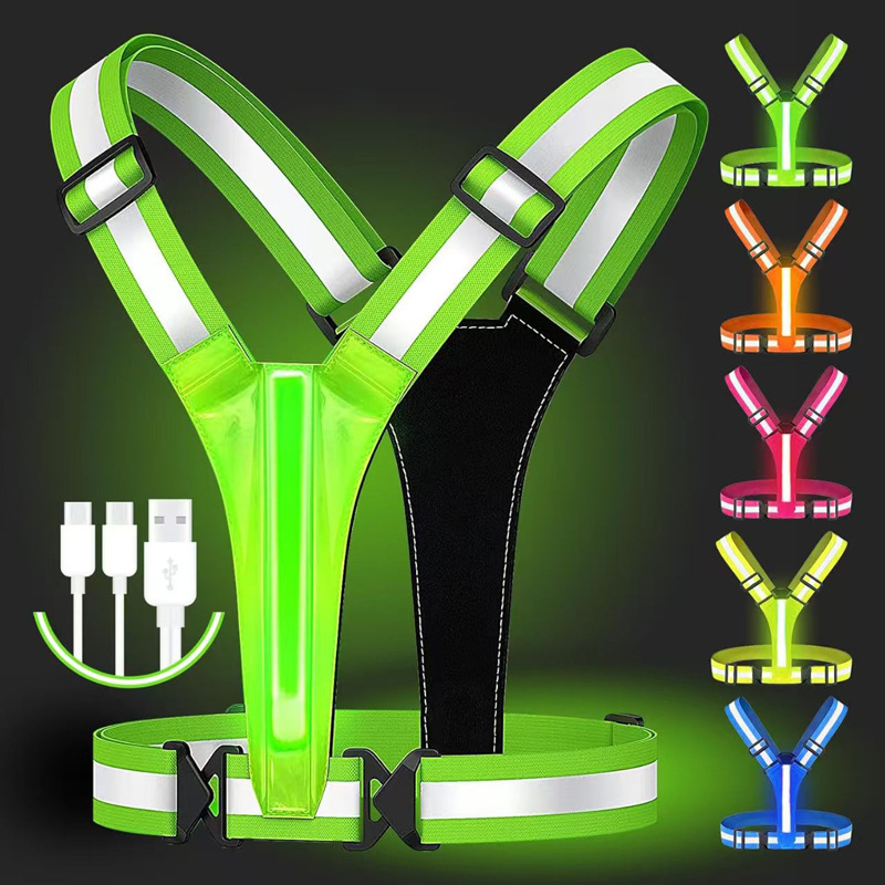 USB punjivi reflektirajući prsluk za noćno trčanje i vožnju biciklom, LED sigurnosni sportski prsluk