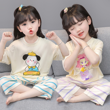 Gyerekeknek szóló nyári pizsama Modal anyagból, vékony, két részes szett lányoknak
