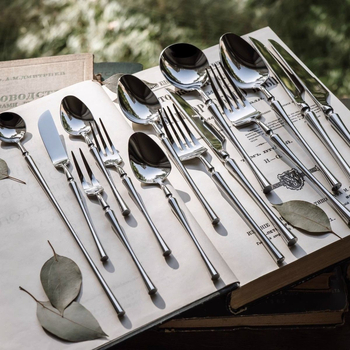 Set de tacâmuri din oțel inoxidabil 304, cu talie subțire – set complet tacâmuri, cuțite, furculițe și linguri, stil occidental, tacâmuri premium