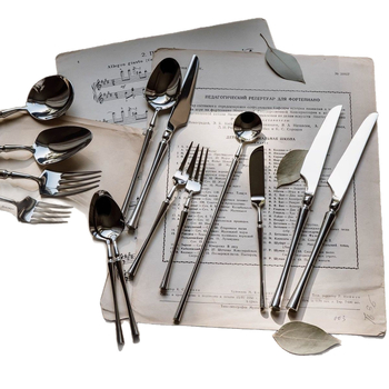 Set de tacâmuri din oțel inoxidabil 304, cu talie subțire – set complet tacâmuri, cuțite, furculițe și linguri, stil occidental, tacâmuri premium