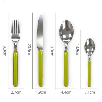 Set tacâmuri din oțel inoxidabil 304, cu mâner clip, stil occidental: cuțit, furculiță și lingură (cuțit pentru friptură, furculiță de desert)