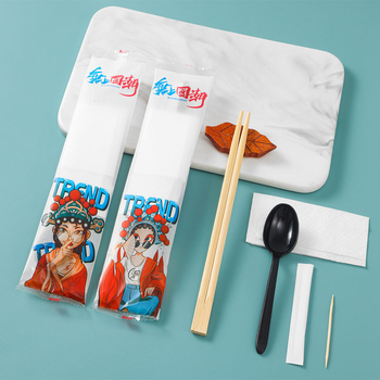 Bețe de bambus de unică folosință – set de patru bucăți, pentru take-away și restaurante