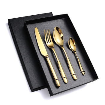 Set tacâm din oțel inoxidabil 304, culoare aurie, cuțit, furculiță și lingură, stil european, pentru uz casnic și hotelier