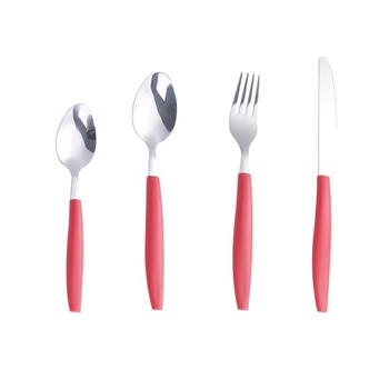 Set tacâmuri din oțel inoxidabil, stil occidental, 24 piese, cuțite, furci și linguri pentru desert, mâner cu vârf înclinat, personalizabil