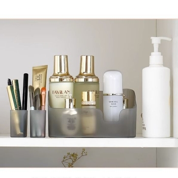 Casetă de depozitare pentru cosmetice cu oglindă — organizator de birou simplu pentru îngrijire a pielii și parfumuri