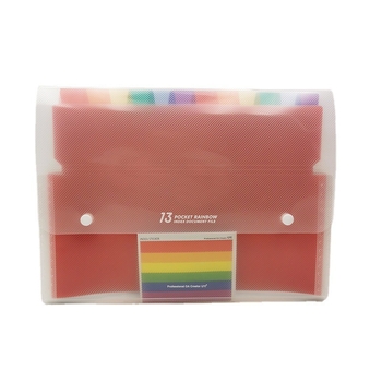 Dosar acordeon cu nasture, format A4, 13 compartimente, inserții colorate, organizator de documente cu mai multe niveluri