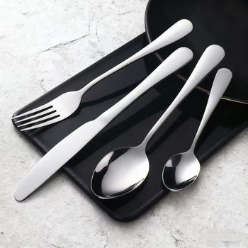 Set de tacâmuri occidentale din oțel inoxidabil gros: cuțit pentru steak, cuțit de masă, furculiță, lingură și linguriță