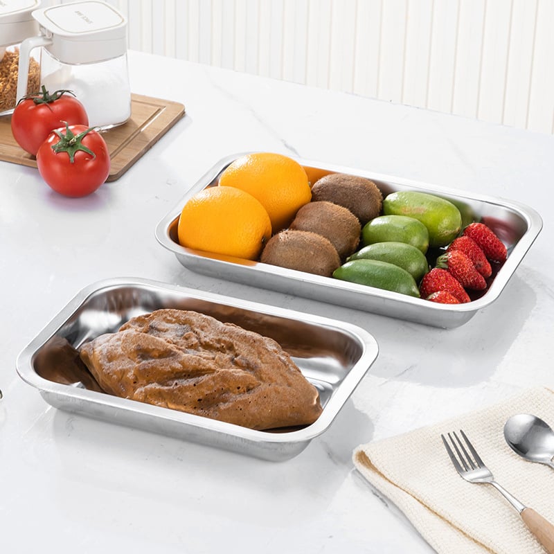 Tácka z nehrdzavejúcej ocele pre catering, obdĺžniková alebo štvorcová, 27 cm, na grilovanie rýb