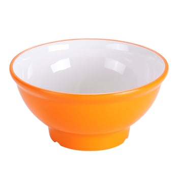 Melamínová misa napodobňujúca porcelán pre školskú jedáleň a rýchle občerstvenie, misy na ryžu a ramen, dvojfarebný oranžovo-biely podnos, vlastné riady
