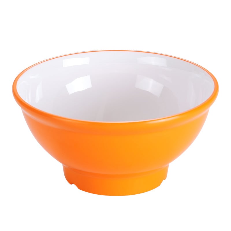 Melamínová misa napodobňujúca porcelán pre školskú jedáleň a rýchle občerstvenie, misy na ryžu a ramen, dvojfarebný oranžovo-biely podnos, vlastné riady