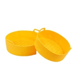 Silikónová nádobka do fritovacieho zariadenia so vzduchom, okrúhla forma na pečenie, 19×19×8 cm, citronovo žltá