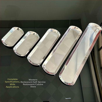 Nerezový oválny tanier na sushi a jedlá, minimalistický moderný dizajn
