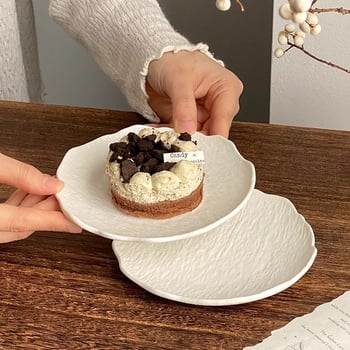 Desertný tanier s nepravidelným tvarom kamenného vzhľadu, plastový, skandinávsky štýl, priemer 14–15.9 cm
