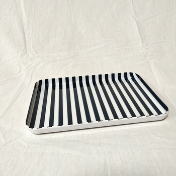 8-palcová melamínová tácka s napodobením porcelánu, štvorcová servisná platňa na chlieb, koláče a dezerty, moderný minimalistický štýl s pruhmi