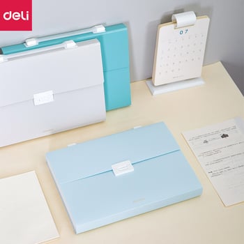 Deli 72410 13-priečinkový A4 akordeónový priečinok s držadlom, Prenosný organizér dokumentov