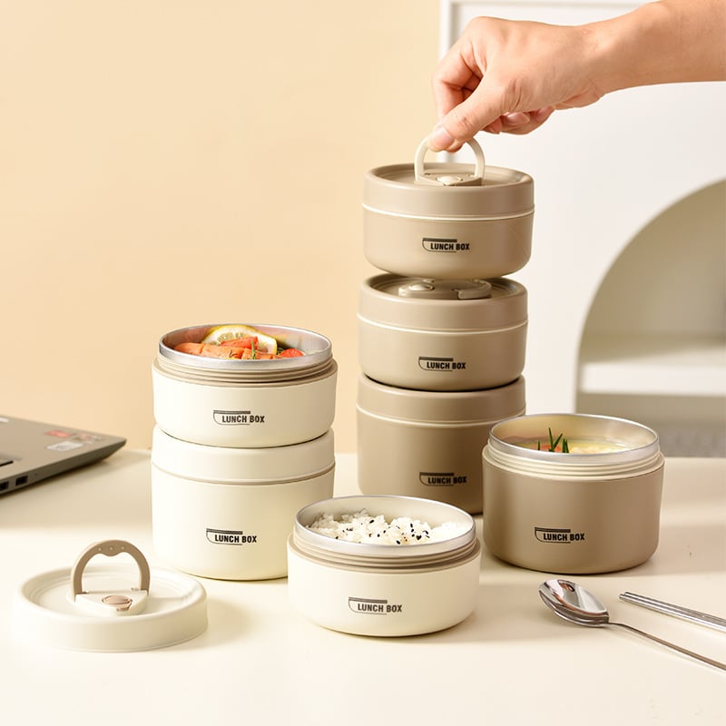 Kutija za ručak u japanskom stilu s poklopcem, prijenosna za ured, okruglog oblika, pogodna za mikrovalnu pećnicu, kapacitet 301–800 ml
