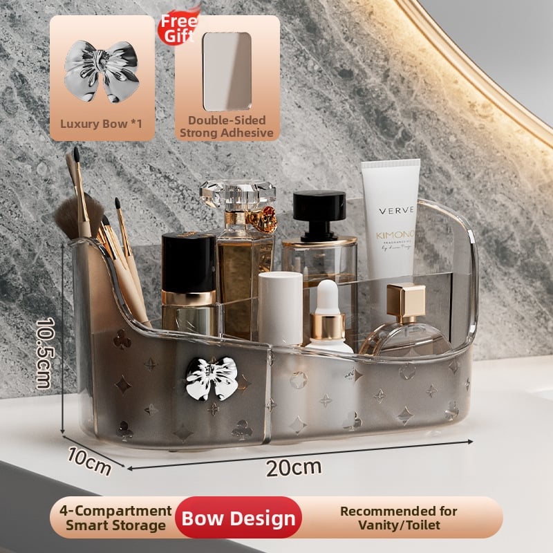 Beishan stolný organizér na kozmetiku a starostlivosť o pleť — priehľadný box s priehradkami, moderný minimalistický štýl
