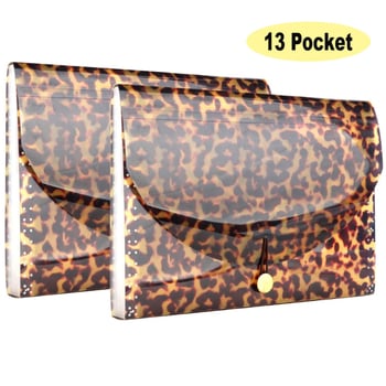 A4 viacfunkčná PP akordeónová priehradka, 13 priečok, leopard vzor