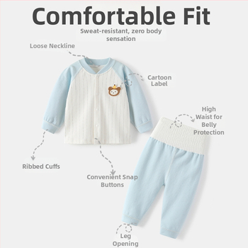 Két darabból álló baba meleg felső és nadrág szett bársonyos pamutból, magas derekú, uniszex.