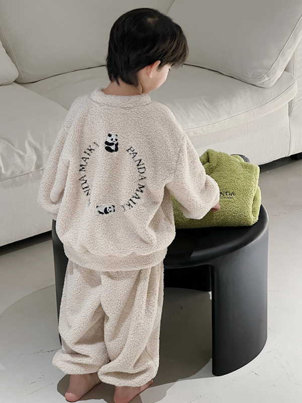 Micosh Gyerekek Coral fleece pizsama – Fiúknak két darabos téli pizsama szett, koreai stílus