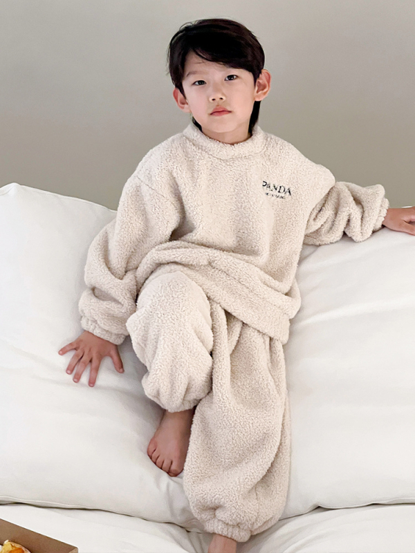 Micosh Gyerekek Coral fleece pizsama – Fiúknak két darabos téli pizsama szett, koreai stílus