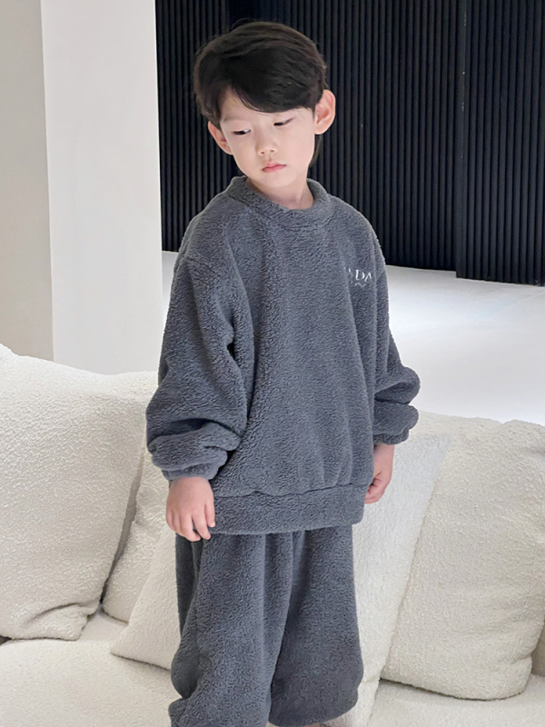Micosh Gyerekek Coral fleece pizsama – Fiúknak két darabos téli pizsama szett, koreai stílus