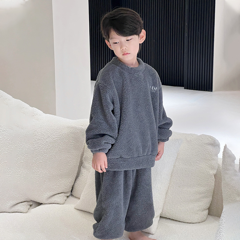Micosh Gyerekek Coral fleece pizsama – Fiúknak két darabos téli pizsama szett, koreai stílus