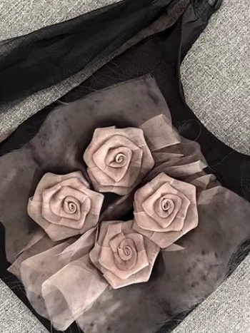 Platnena tote torba s retro kineskim stilom s printom ružnih cvjetova, plisirana, velika kapaciteta, svila podstava, magnetsko zatvaranje, za svakodnevnu upotrebu.
