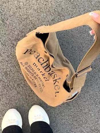 Ženska platnena torba s printom slova, velikog kapaciteta, crossbody stil, proljeće 2026 moda