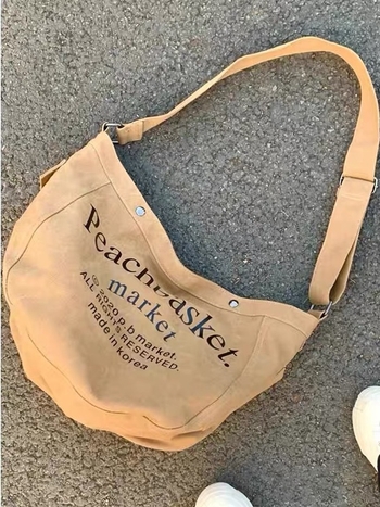 Ženska platnena torba s printom slova, velikog kapaciteta, crossbody stil, proljeće 2026 moda