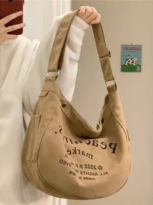 Ženska platnena torba s printom slova, velikog kapaciteta, crossbody stil, proljeće 2026 moda