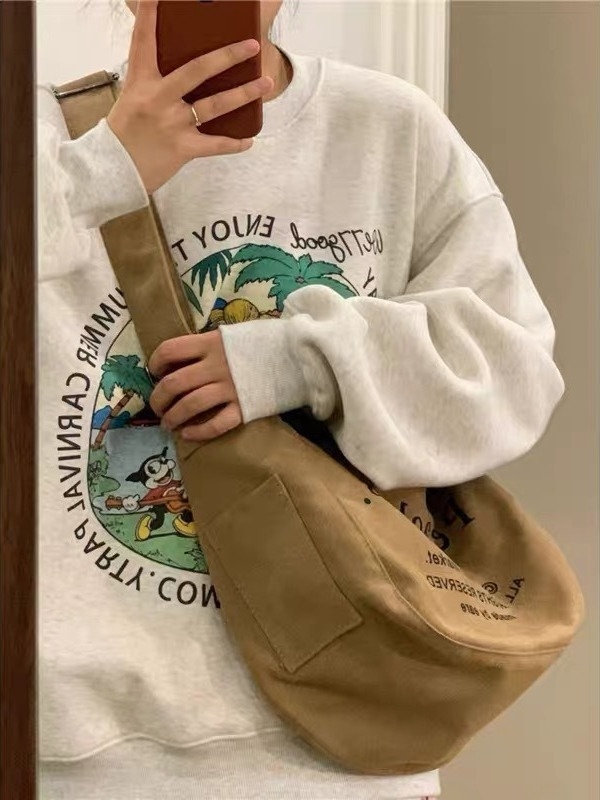 Ženska platnena torba s printom slova, velikog kapaciteta, crossbody stil, proljeće 2026 moda