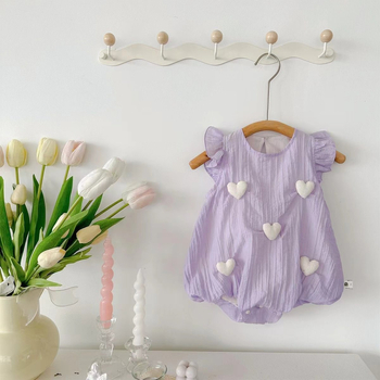 Csecsemő nyári egyrészes overál rövid ujjakkal, könnyű anyag; külső: 85% Tencel, 15% nylon; bélés: 100% pamut; 1–3 éveseknek (80–100 cm)