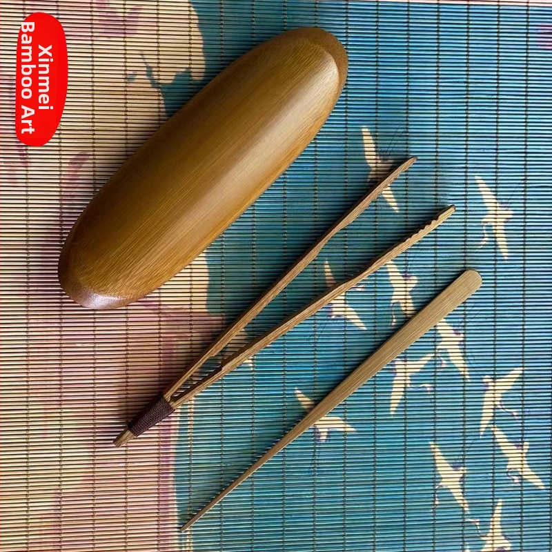 Bambusový trojčlenný set na čaj: čajová ihla, klip na čaj a čajník