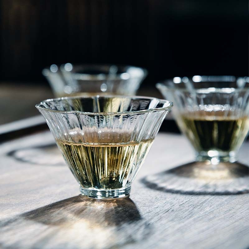 Japonský štýl sklenená šálka na čaj, luxusná tepelná odolnosť, jednopohár pre Gongfu čajovú ceremoniu, priehľadná šálka Hibiscus