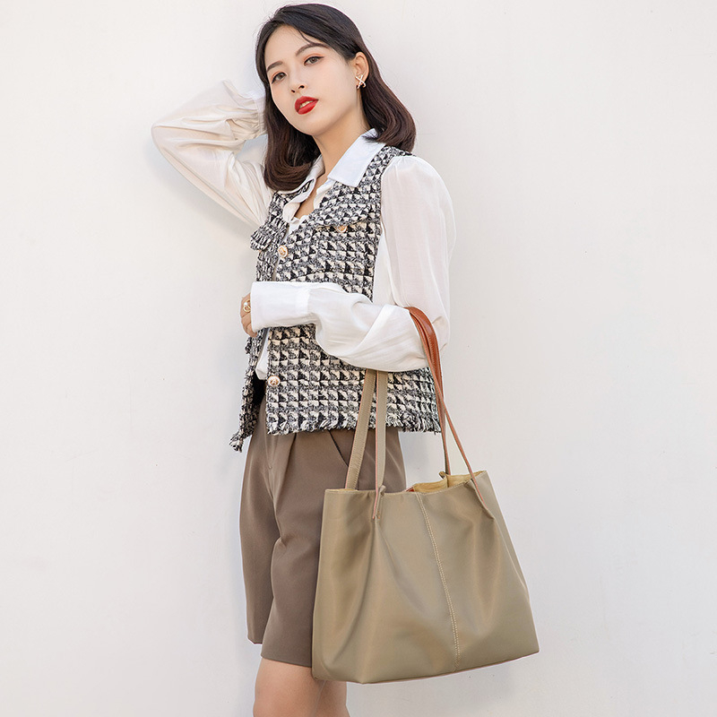 Jednoramena platnena tote torba, casual stil, velika kapaciteta, Oxford tkanina, minimalistička mekana ženska torba