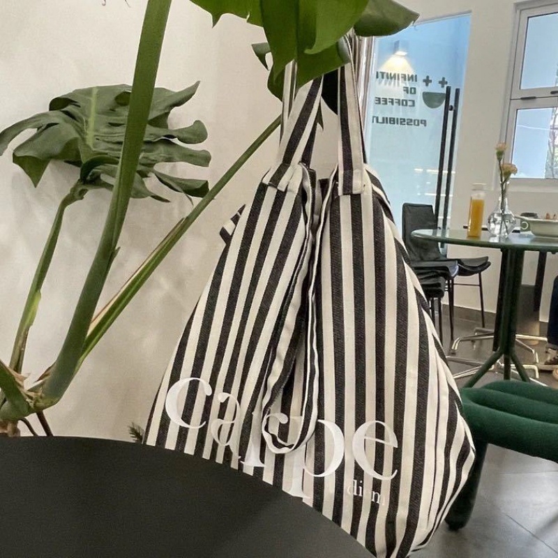Korejskog stila, velika kapaciteta, prugasta platnena tote torba preko ramena, ležerni stil, torba s slovima