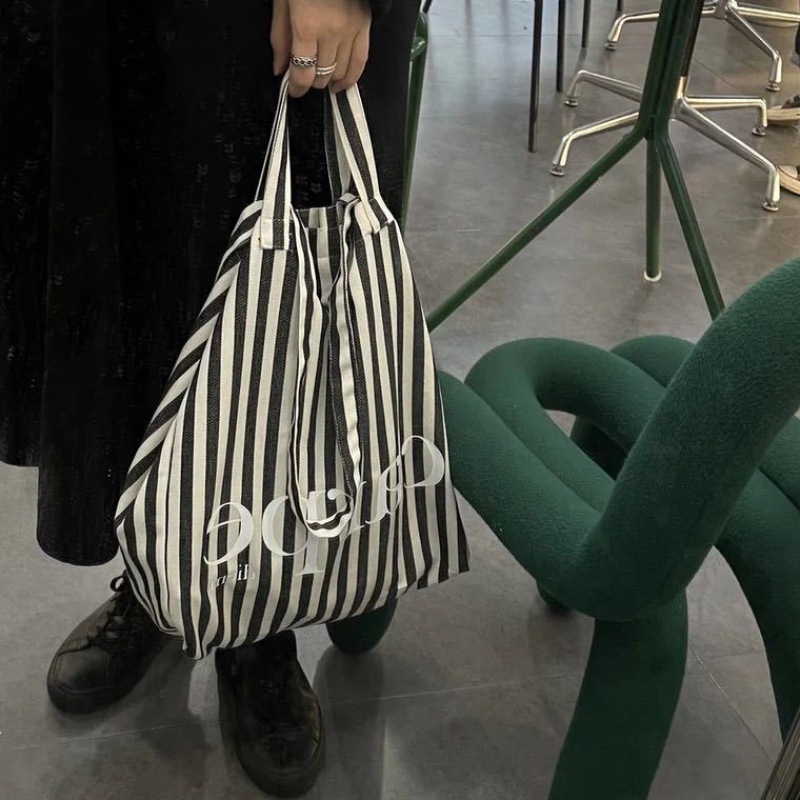 Korejskog stila, velika kapaciteta, prugasta platnena tote torba preko ramena, ležerni stil, torba s slovima