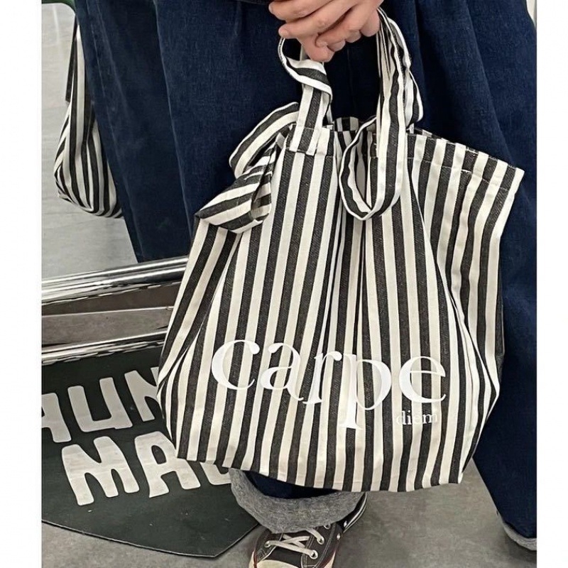 Korejskog stila, velika kapaciteta, prugasta platnena tote torba preko ramena, ležerni stil, torba s slovima