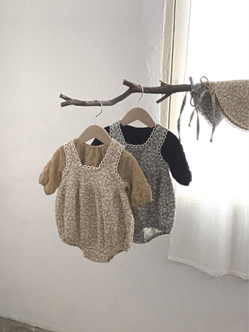 Baba őszi overál lányoknak, vintage virágmintás ujjatlan bodysuit, tavaszi mellény-stílusú mászós ruha