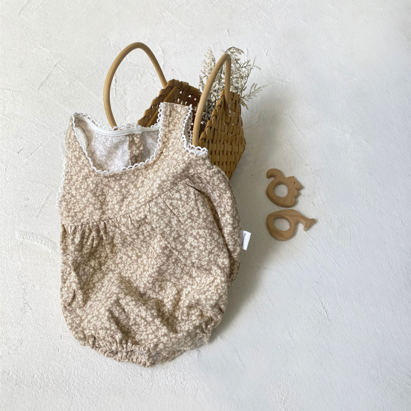 Baba őszi overál lányoknak, vintage virágmintás ujjatlan bodysuit, tavaszi mellény-stílusú mászós ruha