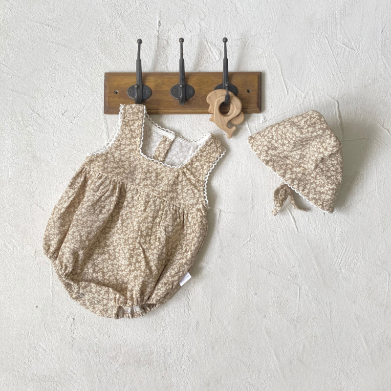 Baba őszi overál lányoknak, vintage virágmintás ujjatlan bodysuit, tavaszi mellény-stílusú mászós ruha
