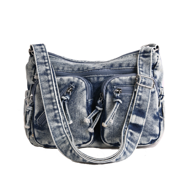 Ženska crossbody torba u japanskom stilu, velika zapremina, denim torba, ispran denim, model 2025