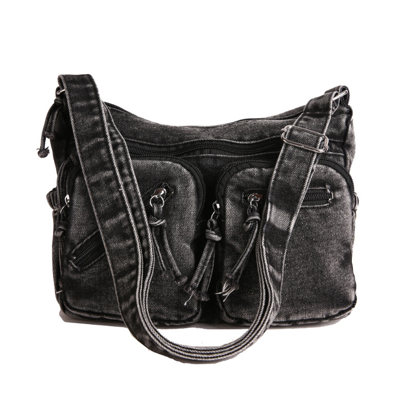 Ženska crossbody torba u japanskom stilu, velika zapremina, denim torba, ispran denim, model 2025