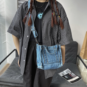 Ženska retro džins torba – gradski stil, svakodnevna, oprani denim, mala torba preko ramena