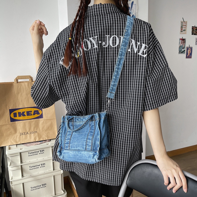 Ženska retro džins torba – gradski stil, svakodnevna, oprani denim, mala torba preko ramena