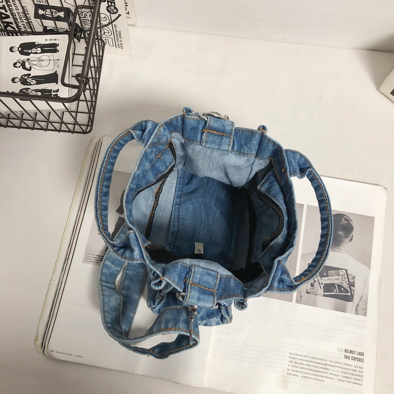 Ženska retro džins torba – gradski stil, svakodnevna, oprani denim, mala torba preko ramena