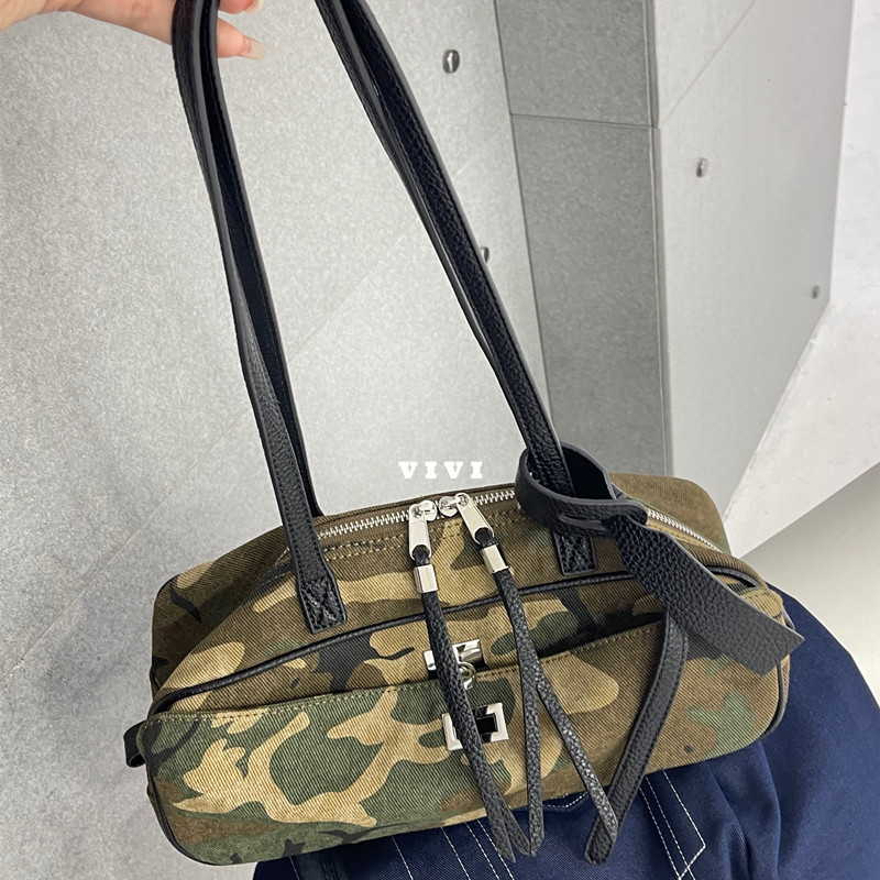 Ženska tote torba od kamuflažnog platna s preklopom i kopčom za remen, korejski stil