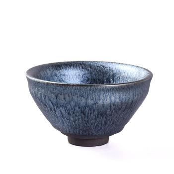 Kompletný set nástrojov pre ceremóniu s čajom matcha, 12,5 cm, zajačí chlp, čierno-zlatá glazúra, štýl dynastie Song, veľká veľkosť